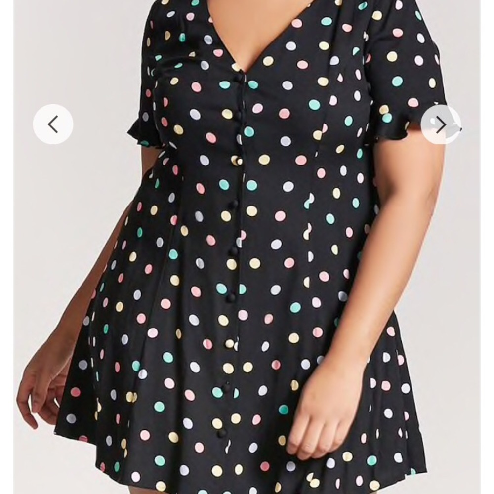 Forever21 Plus Size 3x Button-Down Polka Dot Dress